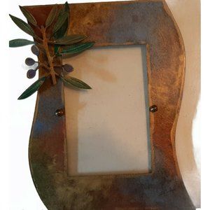 Handmade Brass Mixed Metal Frame Olive Branch 3D Holds 4x6 Photo